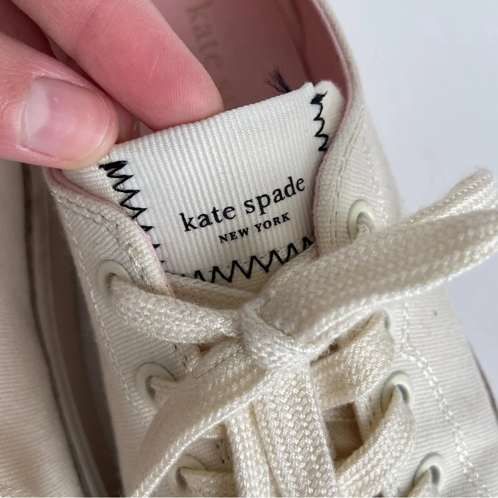 Kate Spade Womens‎ Cream Canvas Kaia Leopard Print Suede Sneakers Size 8